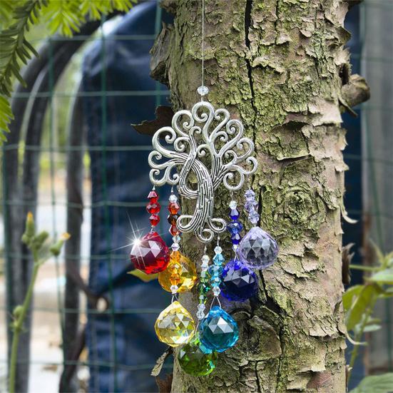 Tree of Life Faux Crystal Suncatcher Decoration Indoor Outdoor Natural