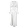 European and American white lace dress women's high sense autumn sexy slim V-neck dress skirt temperament long dress women's clothing