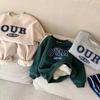 Kids Round Neck Long Sleeve Letter Print Thick Sweatshirt Set for Autumn Winter
