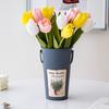Galvanized Metal Vases for Flowers Farmhouse Decorative Flower Bucket with Handle Rustics French Tin Planter Bucket