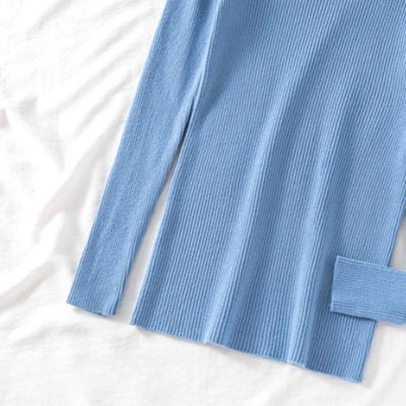 Herbst und Winter Damen-Bottom-Shirt, hochgeschlossener gestrickter Innenpullover, schlanker, vielseitiger Strickpullover