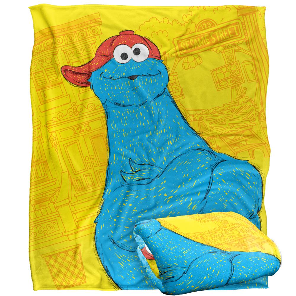 Sesame Street On The Streets Silky Cookie Monster Supersoft Blanket