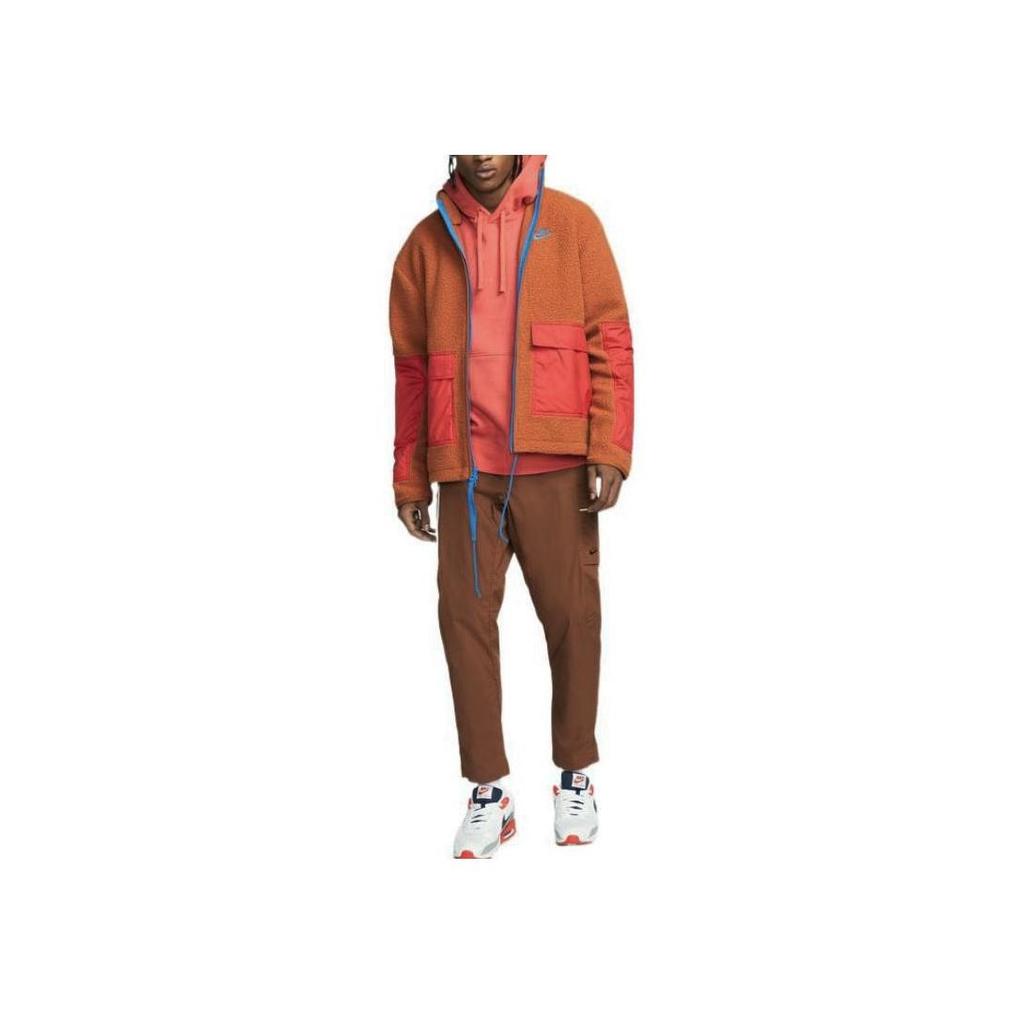 Nike Mens Sherpa Fleece Full Zip Jacket Orange DD5022-246