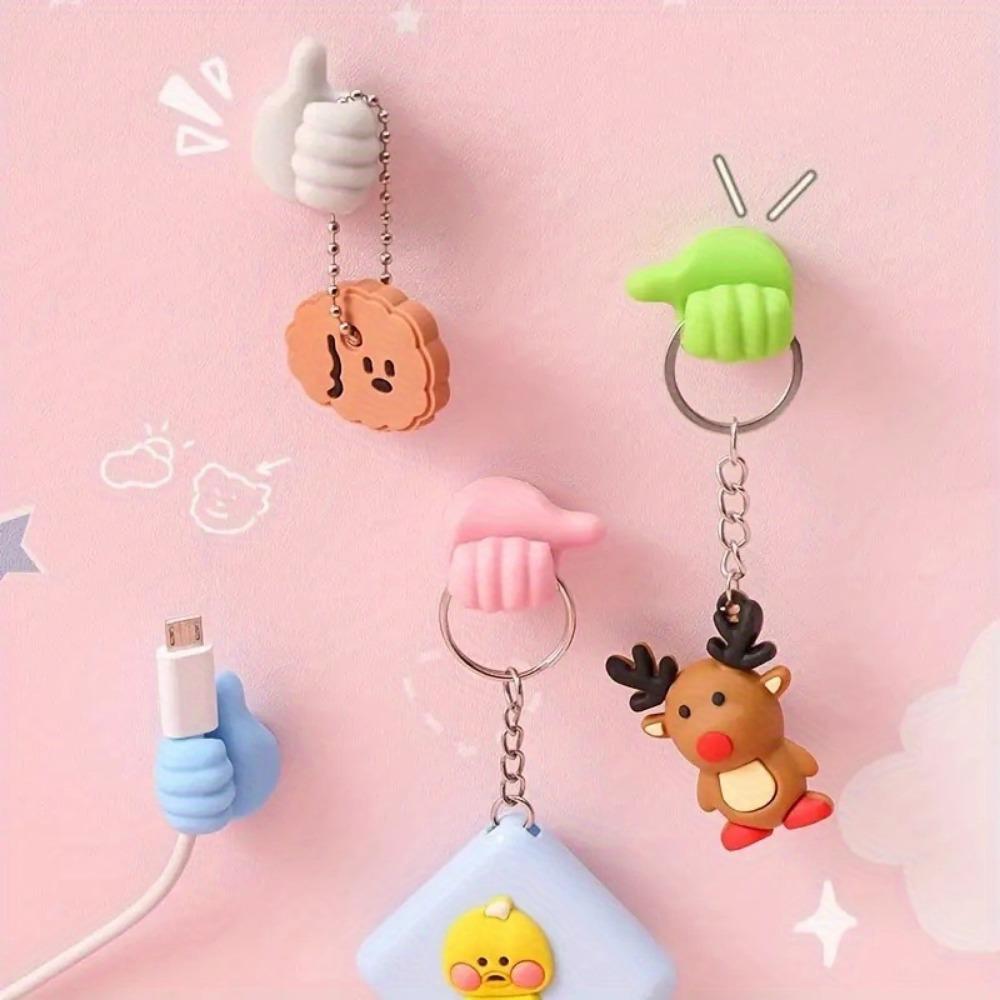 

10pcs Premium Polished Plastic Thumb Wall Hooks - Versatile Adhesive Cable Clips for Data, Earphone Cords & Keys - Ideal for Office Organization 10pcs