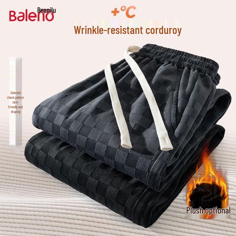 Baleno Men s Checkered Straight-Leg Loose Casual Pants M