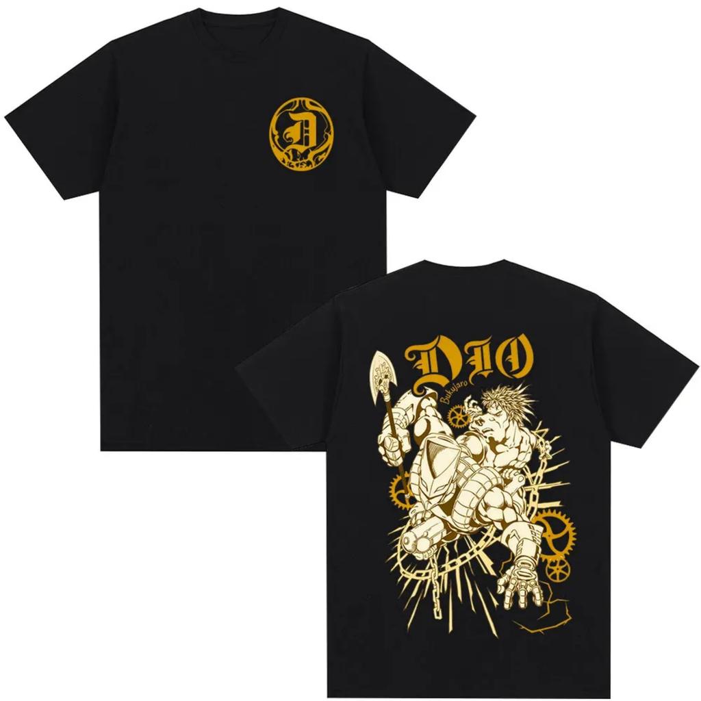Anime Jojo Bizarre Adventure Dio Brando T Shirts Men's Women Casual Cotton Y2K Short Sleeves Oversized T-shirts Tops Streetwear