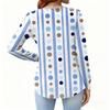 Women's Relaxed,Fit V,Neck Vintage Color,Blocked Floral Print Long,Sleeve Pullover Tee