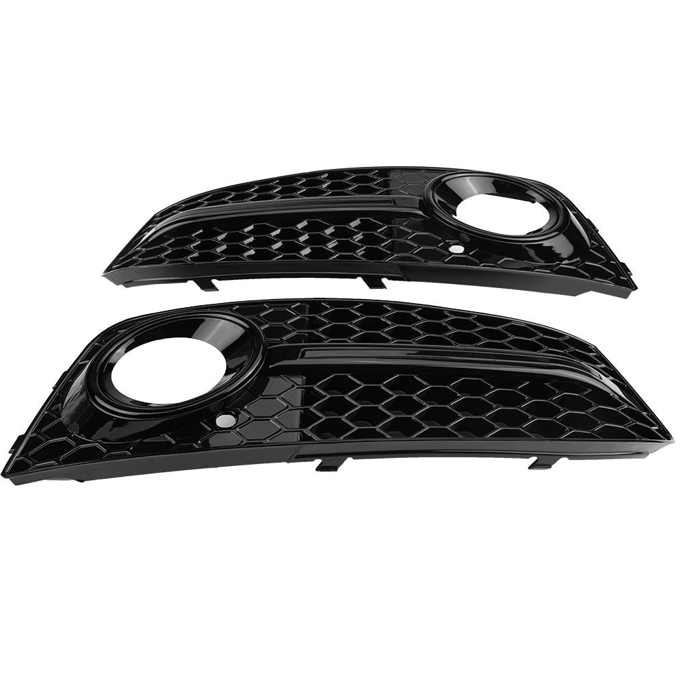 Glossy Black Front Bumper Fog Light Grilles, 2pcs with ABS Material, Lightweight and Colorfast for B8 2009 to 2012, Anti Scratch, Dust Proof