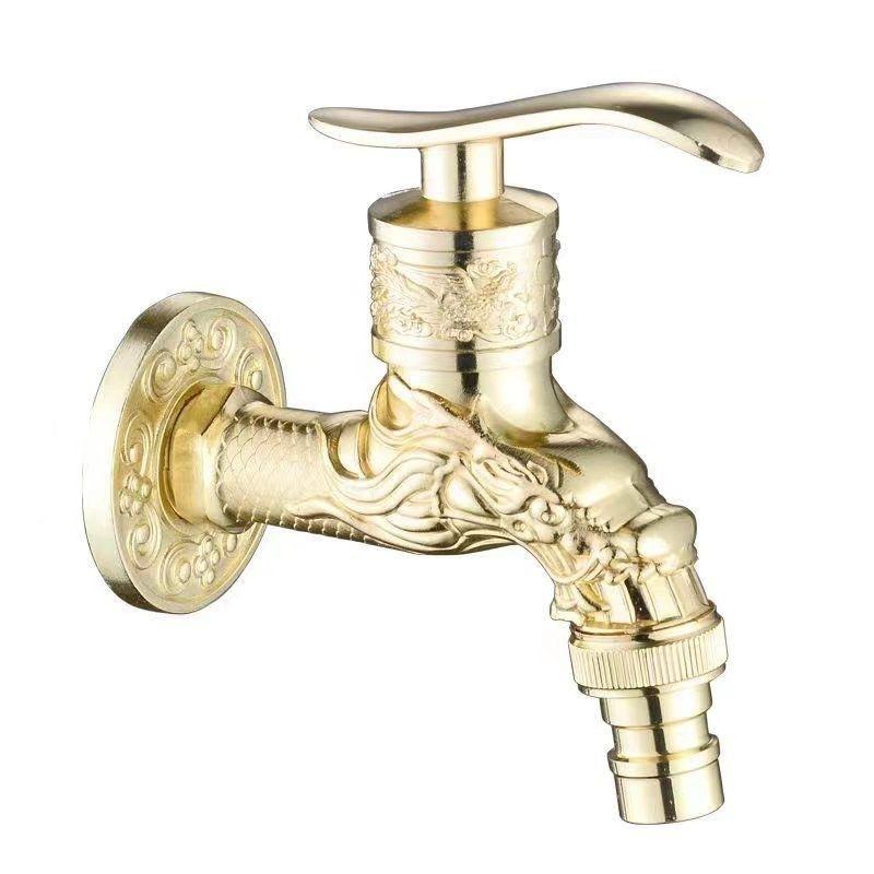 Elegant Golden Dragon Wall-Mounted Faucet with Single Cold Water Valve - Rustic Vintage Style, Stainless Steel and Zinc Alloy