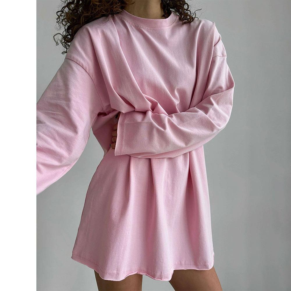 Women's Crew Neck Long Sleeve Oversized T Shirt Solid Color Casual Basic Top