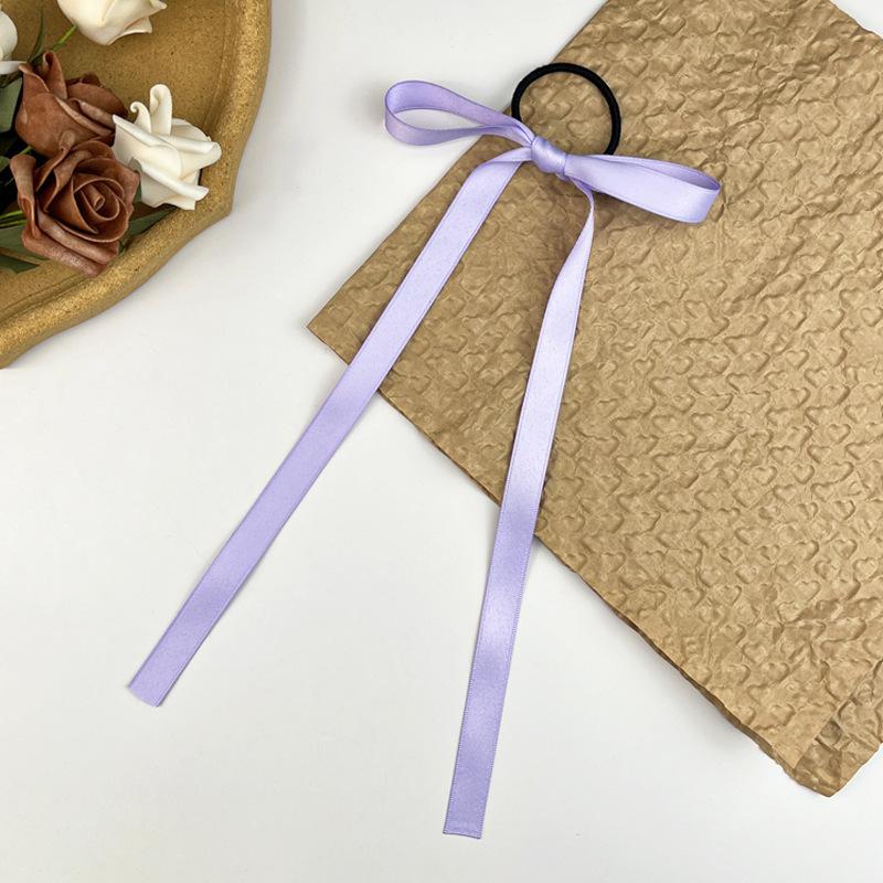 2PCS/Set Long Ribbons Small Bow Ponytail Hair Rope Ties Solid Color Hair Circle Hair Accessories