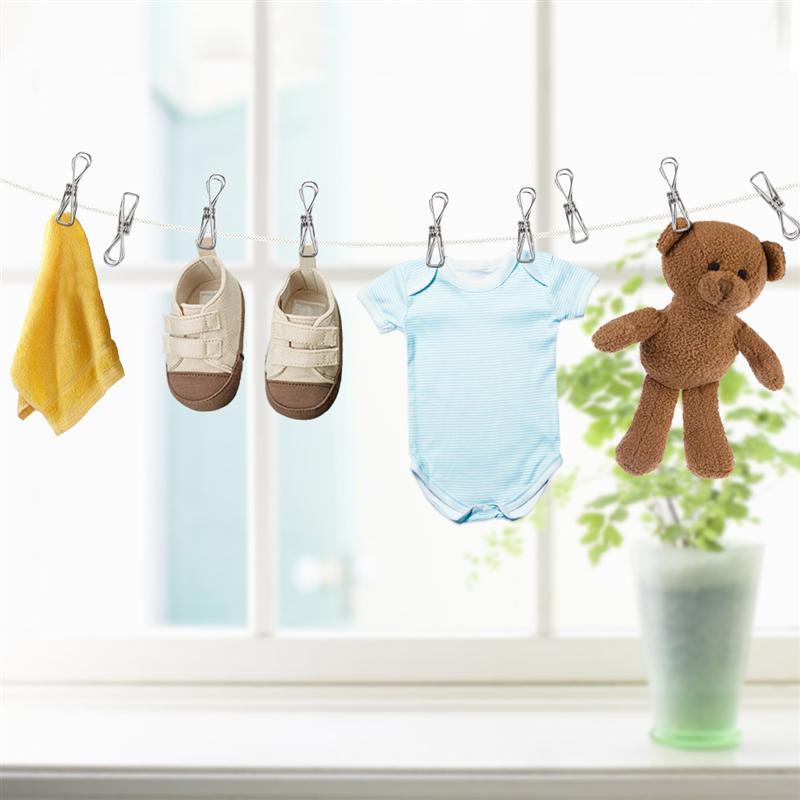 Stainless Steel Clothes Pegs, Drying Towels, Socks, Clothing Clamp, Bedspread Hanger Clip, Laundry Cloth Pins, 100P