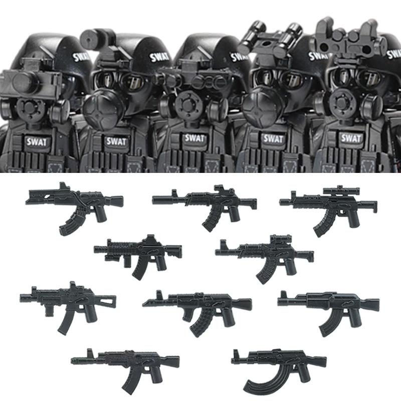Polizia Cittadina Cina Forze Speciali Blocchi di Costruzione Soldato d'Assalto Figure SWAT Maschera Difesa Gas Armi Militari Mattoncini Giocattoli Bambini