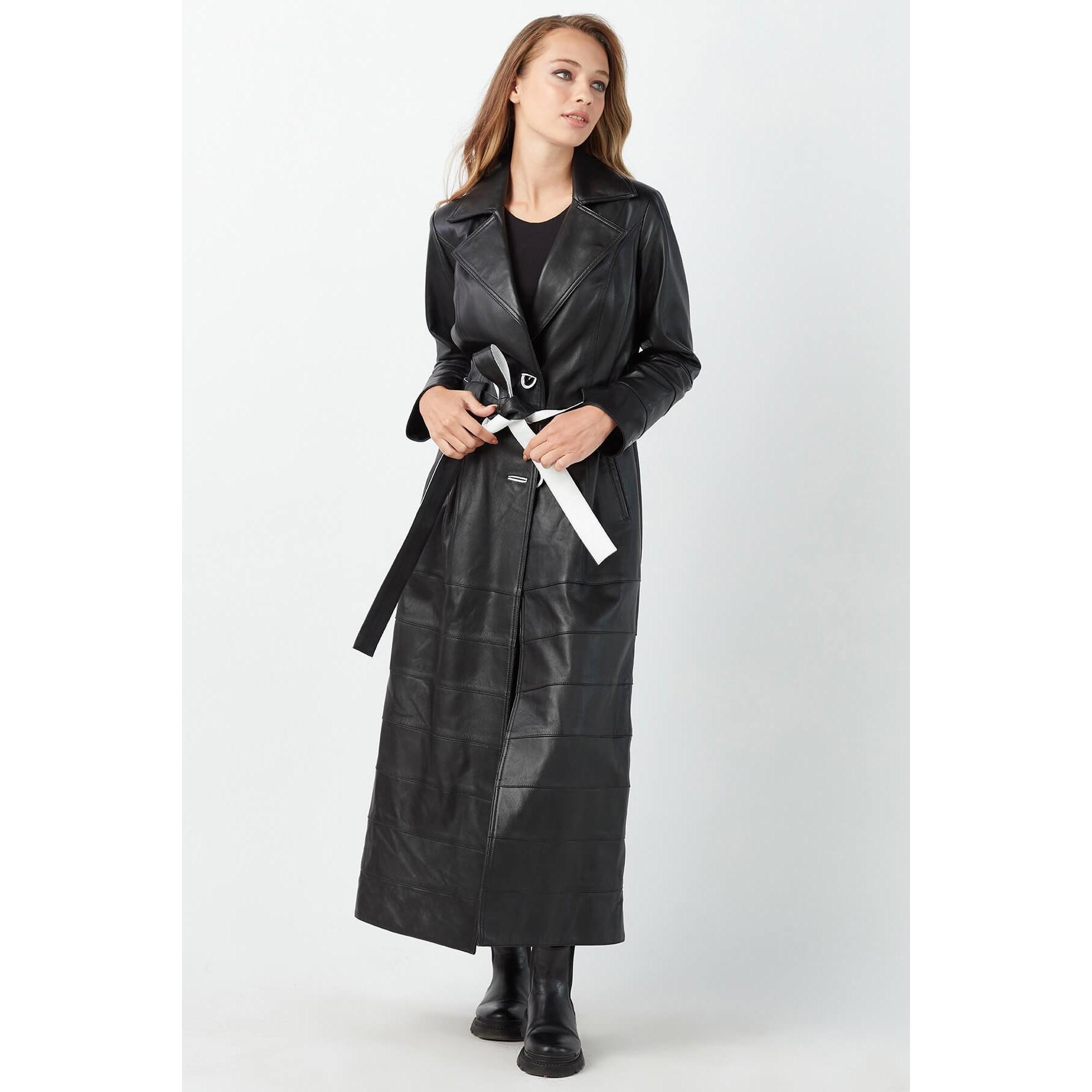 

Женское пальто Rita из натуральной кожи черного цвета