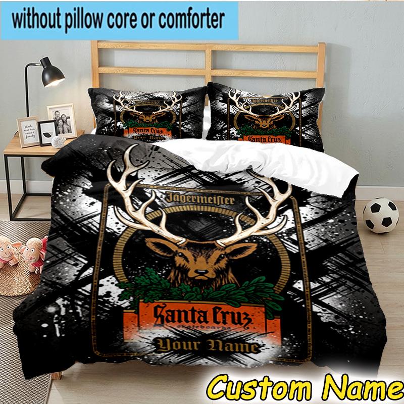 3pcs Custom Name Jager-meister Spirit Drink Bedding Set Includes 1 Duvet Cover & 2 Pillowcases for All Seasons Dormitory Home Decor Christmas gifts