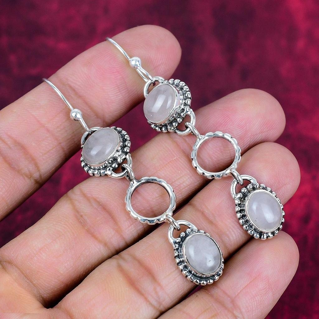 Mondstein 925 Massiv Sterlingsilber Ohrringe, Handgefertigter Edelstein Ohrschmuck, Geschenke für Ehefrau Brandneue Ohrringe