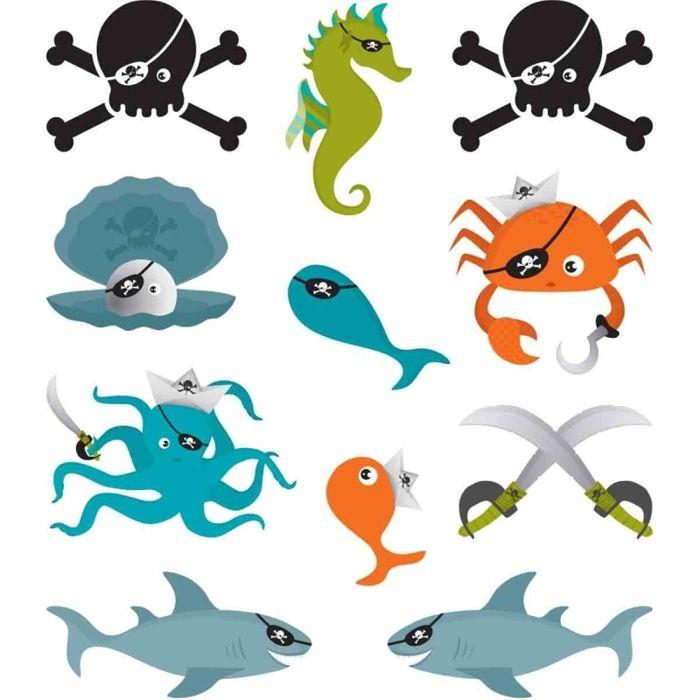 Pirate Tattoos - MEGACREA DIY - 22 Pcs - Colorful - Temporary - For Children