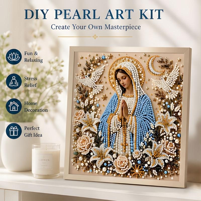 Decorative Placement Project with Display Frame, Religious DIY Artwork Set for Reflective Indoor Display Artwork