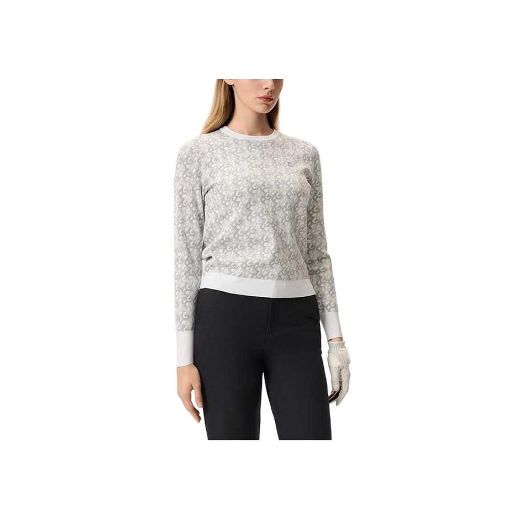 FILA Golf Series Comfortable Soft Warm Round Neck Long Sleeve Knit Sweater Women tops Gray A11W515404F-ZA
