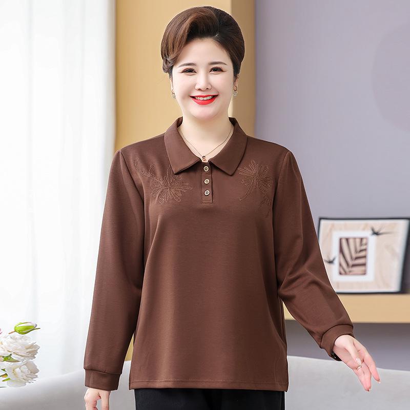 

2025 New Style Autumn Top Set for Middle-Aged Women: Long-Sleeve T-Shirt & Base Shirt 5XL