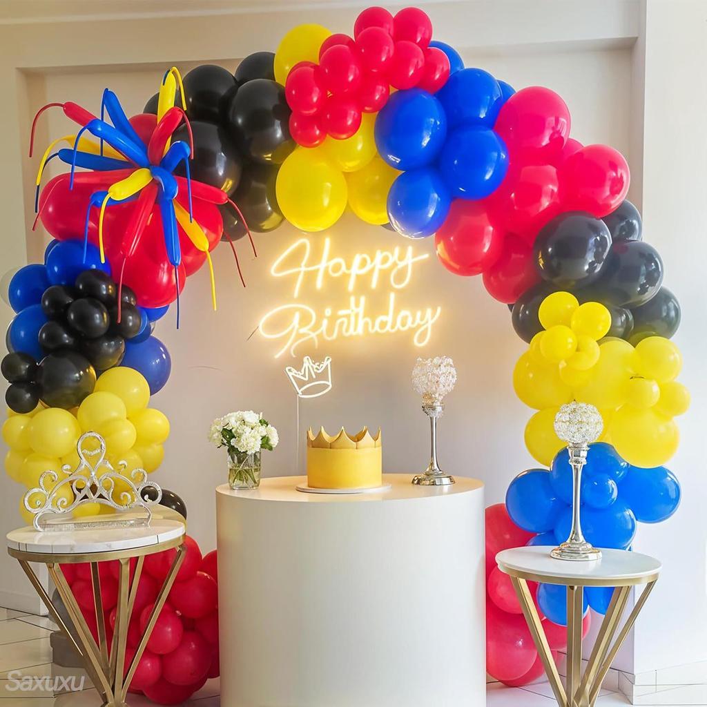 Red, Yellow, Blue, Black Carnival Circus Party Decorations Set for Birthdays, Weddings, and Baby Showers