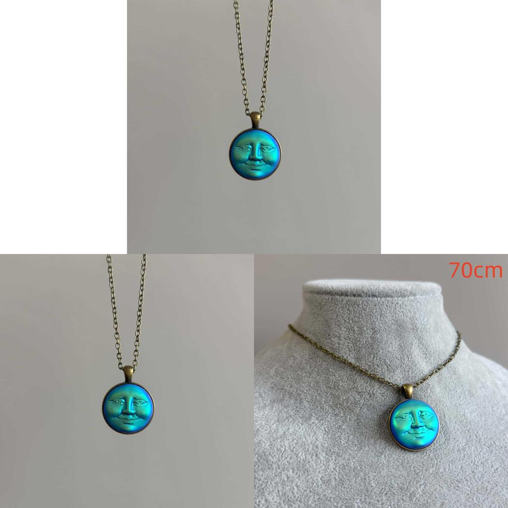 Moon Face Necklace With Geometric Pendant For Astronomy Lovers And Giftgiving
