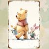 1pc Winnie the Pooh & Piglet Metal Wall Art - 30.48x20.32 Cm Traditional Iron Design with Watercolor Illustration, Charming Outd