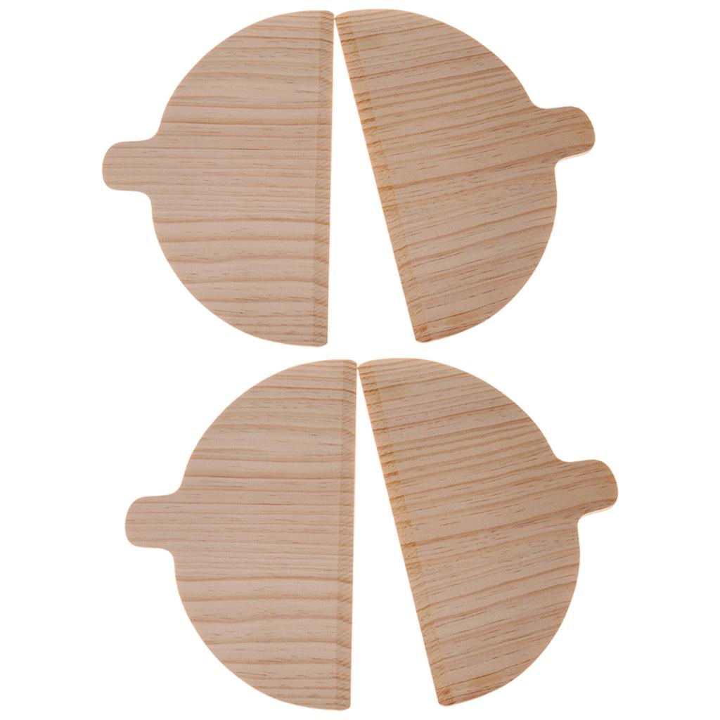 Set Of 4 Natural Wood Pizza Paddles with Ergonomic Handle Half Round Board for Baking Breads Suchis Cooking Tool