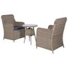 Set da Bistro a 3 Pezzi con Cuscini in Polyrattan Marrone