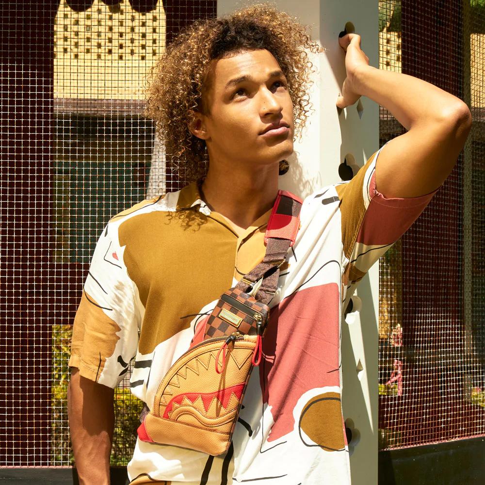 New SPRAYGROUND PVC Sling Bag Medium Unisex Brown W0836301