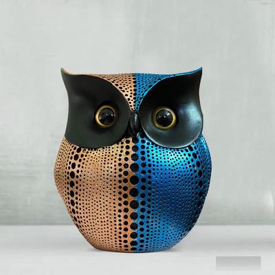 Moderne, edle Glückseule aus Kunstharz, Prunkstück -(1er-Pack, Pink & Blau)
