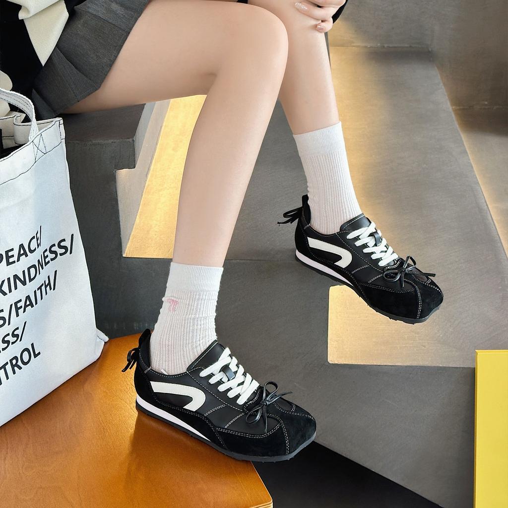 Weird aesthetics apple head leather board shoes women's autumn new Forrest Gump shoes sports and leisure moral training shoes