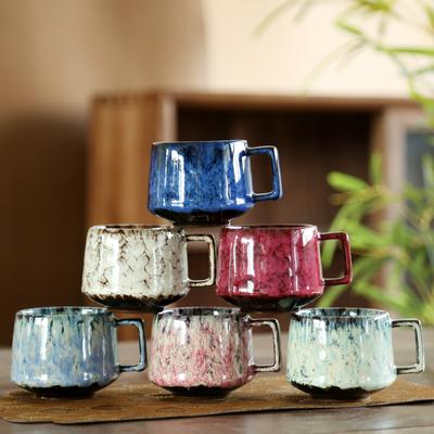 Creative Kiln Change Latte Coffee Mug with Handle Japanese Household Office Ceramic Milk Mug Kung Fu Tea Cup Drinkware Water Cup