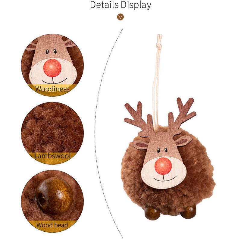 Reindeer Christmas Ornaments Plush 4x Cute Antler Pendants Animal Christmas Ornaments Creative Reindeer Plush Elk Ornaments