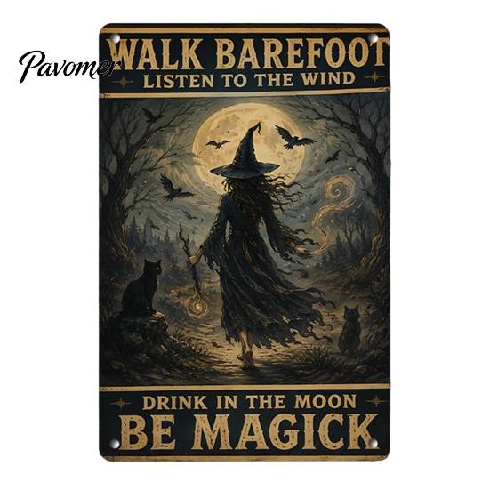 Retro Halloween Decor Wall Sign, Pumpkin Ghost Bathroom Metal Party Ornaments Art Witch Cat Festival Sign for Bar Home Room Vintage Signs
