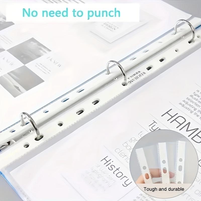100Pcs A4 11 Holes Loose Leaf Plastic Punched Pockets Folders Documents Sheet Protectors Filing Transparent Folder Bag