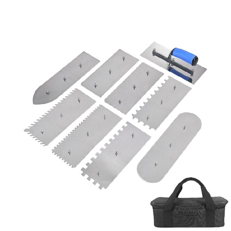 9Pcs Interchangeable Trowel Stainless Steel Plastering Trowel Cement Concrete Trowel Hand Tools for Scrape Plastering 1