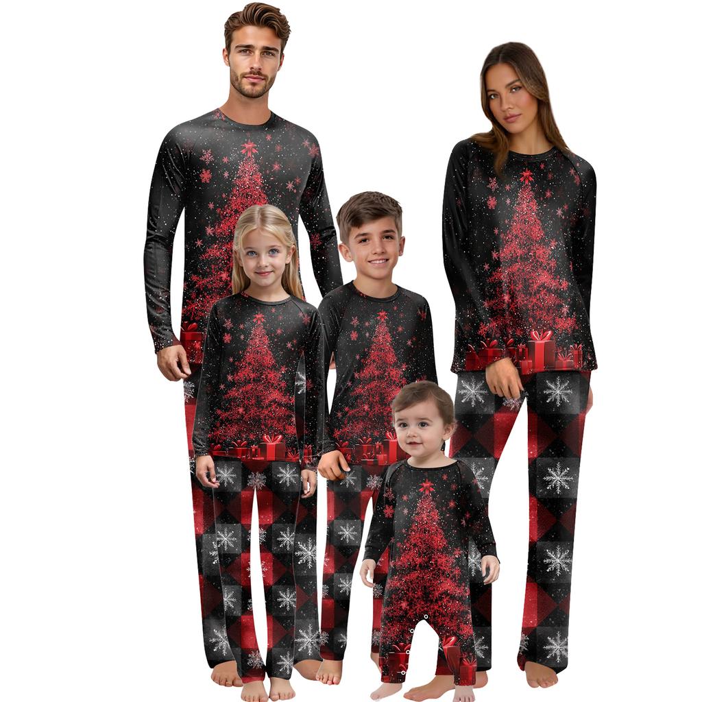 Christmas Print Family Outfit Long Sleeve Top + Pants Set Family Outfit