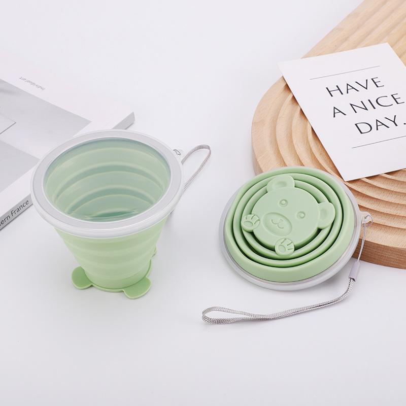 180Ml Portable Silicone Folding Water Cup Heat Resistant Foldable Mug With Lid For Outdoor Travel Drinking