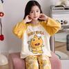 100% Cotton Girls Long Sleeve Pajamas Set Cartoon Print Round Neck Sleepwear Kids 8 Years