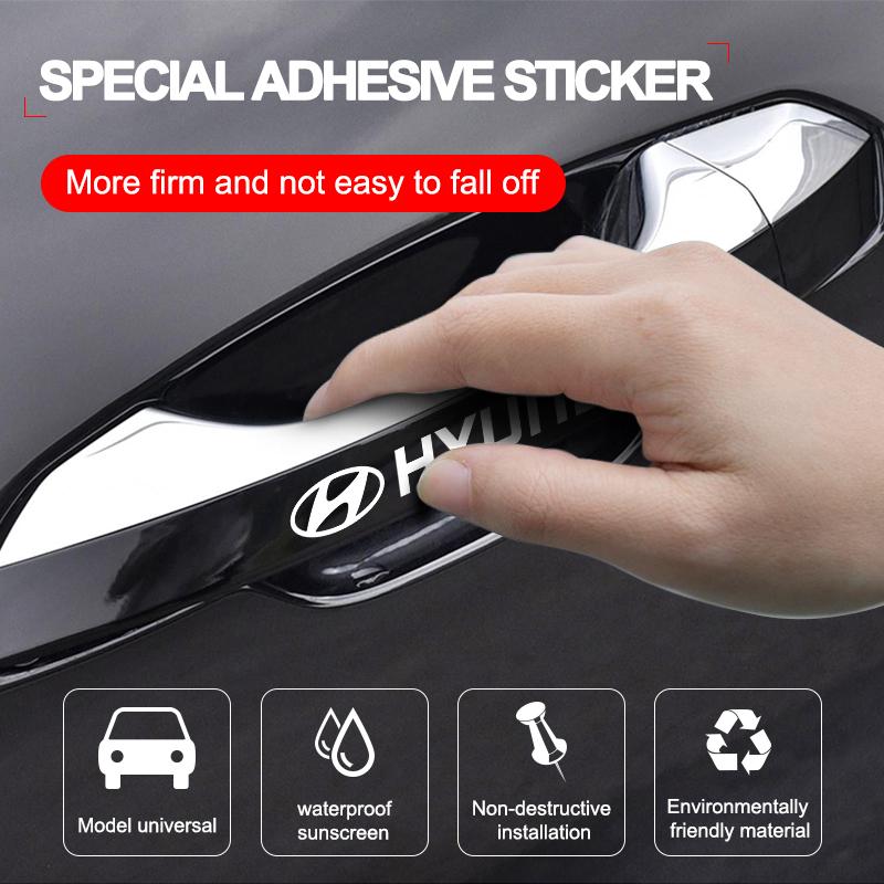 4Pcs Car Door Handle Stickers Tire Rear View Mirror Decals For Hyundai I30 Accent Creta Kona IX35 I40 Getz Sonata Elantra Veloster