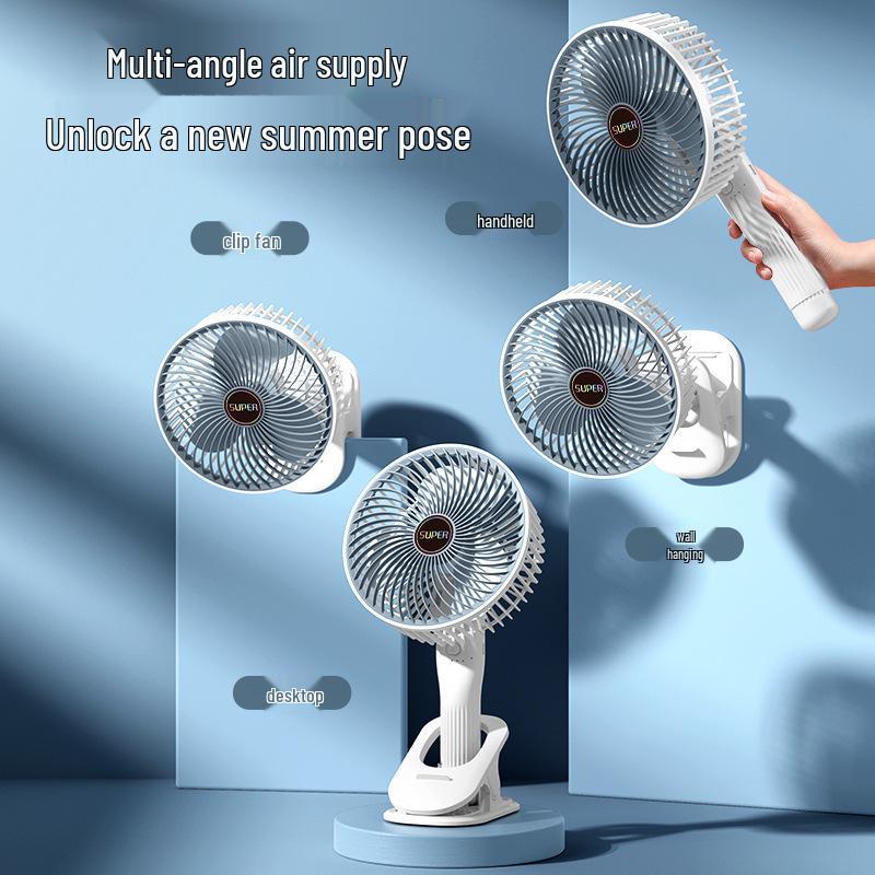 Portable USB Rechargeable Clip-on Desktop Fan with Large Wind Power and Wall-Mount Capability USB Charging Desktop Circulation Fan
