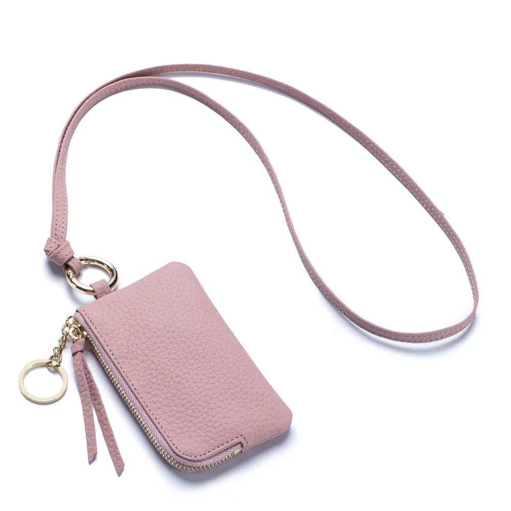 Leather Coin Purse with Key Chain Small Change Purse Keyring Card Holder Coin Pouch Multi-Use Small Wallet for Women