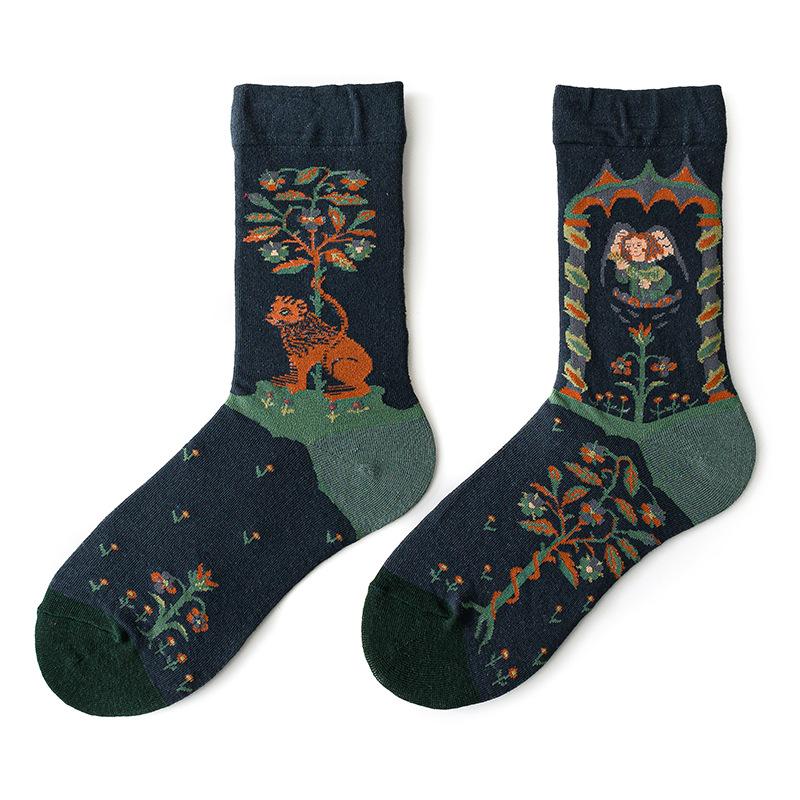 Mandarin Duck Men's and Women's Socks Original AB Trendy Socks Medium High Tube Socks Flower Fruit Animal Cartoon Cotton Socks