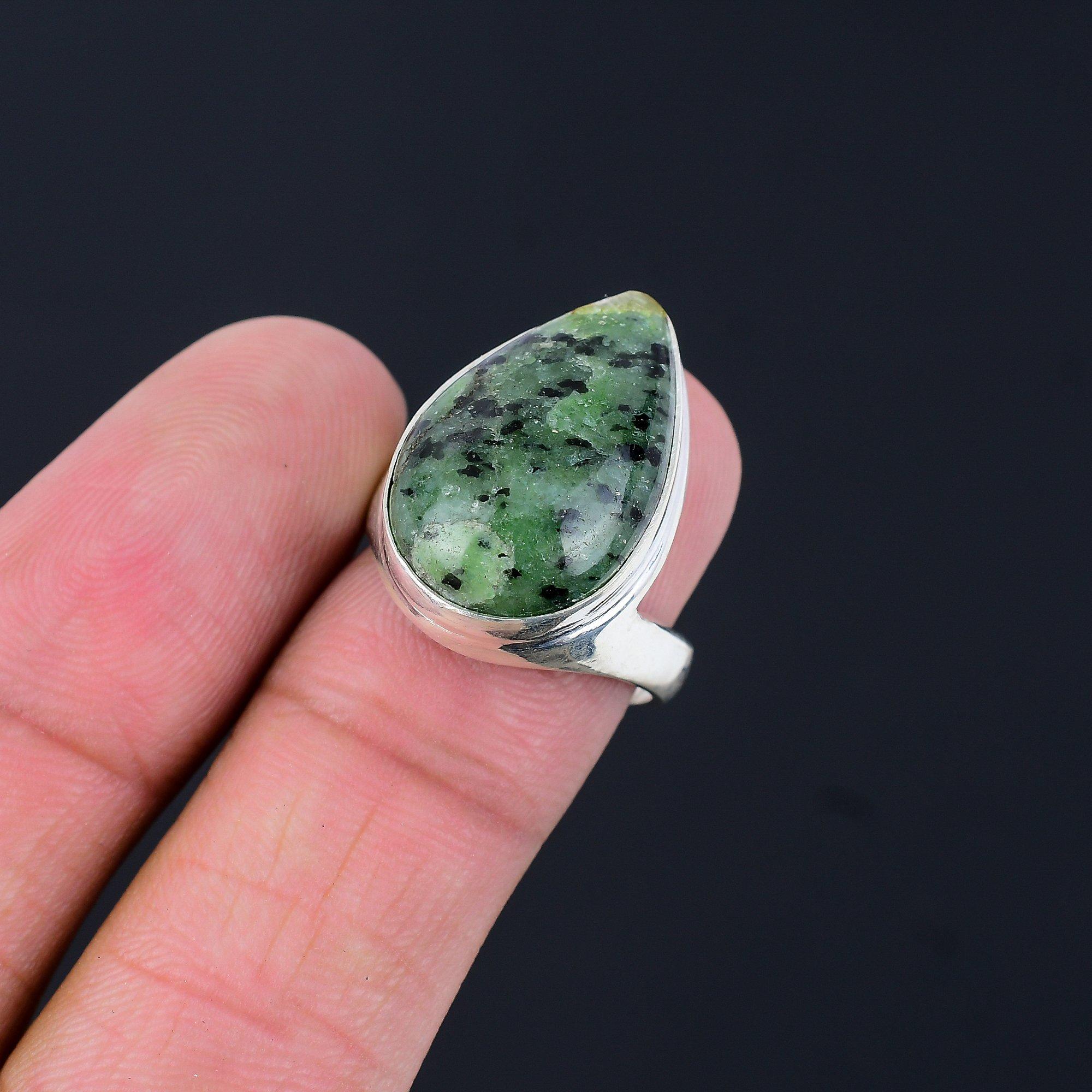 Pear Ruby Zosite Gemstone Handcrafted Stackable Sister Ring Size 8.5 925 Silver 8.5
