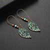 Eco-Chic Green Leaf Retro Earrings
