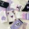 1Pair Purple Lovely Socks Children'S Women'S Warm Cotton Socks Medium Tube Autumn