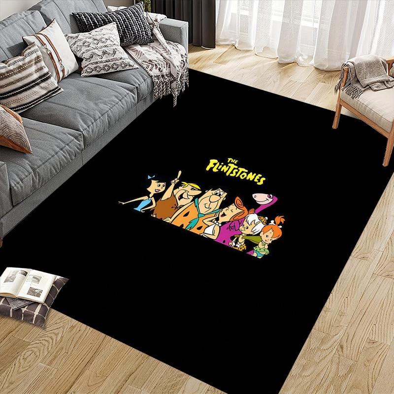The Flintstones2 Flannel Pattern Square Carpet,Area Rug,Carpet Rug for Living Room Bedroom Sofa Playroom Decor,Non-slip Floor Mat