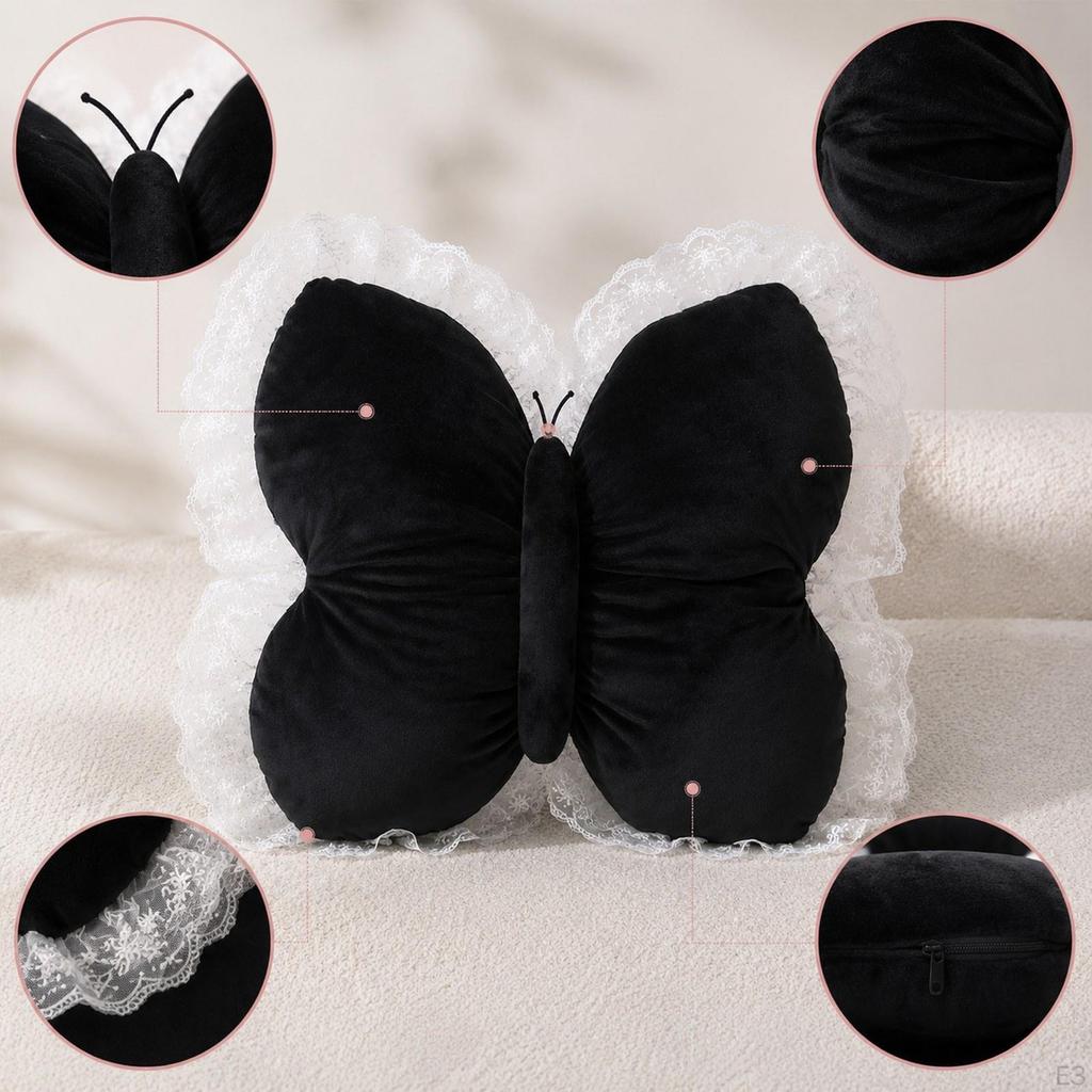 16" Butterfly Shaped Back Cushion Throw Pillows for Bedroom Office Decor