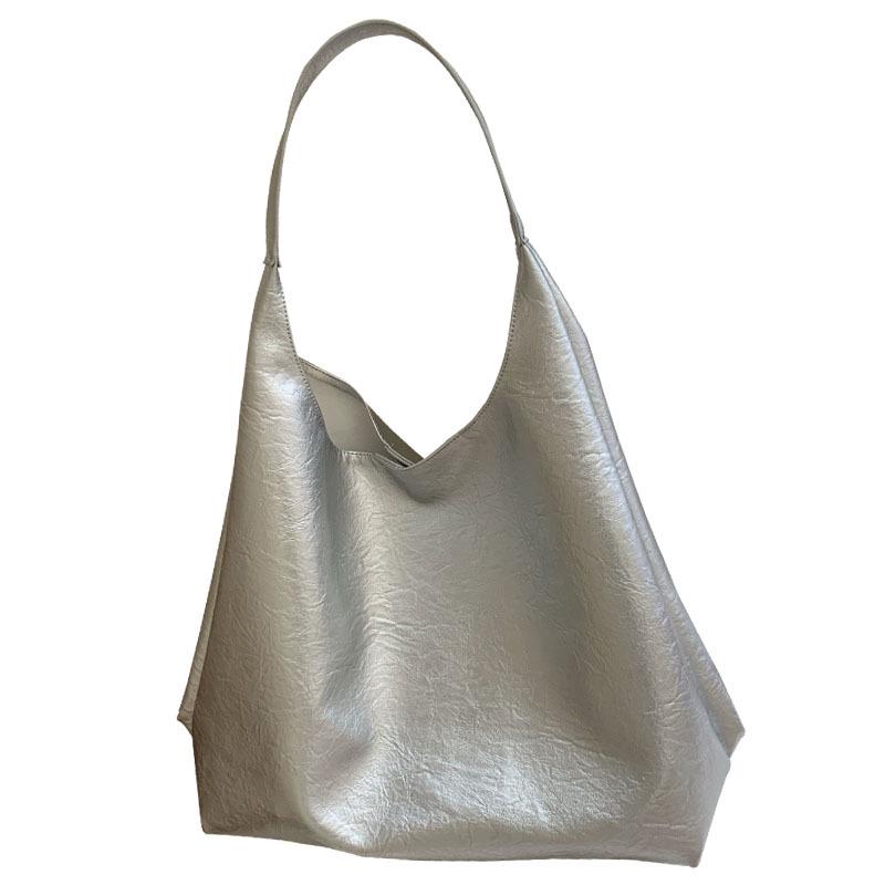 2025 Trendy Silver Korean Style Women's Underarm Tote - Versatile, Large Capacity Summer Shoulder Bag